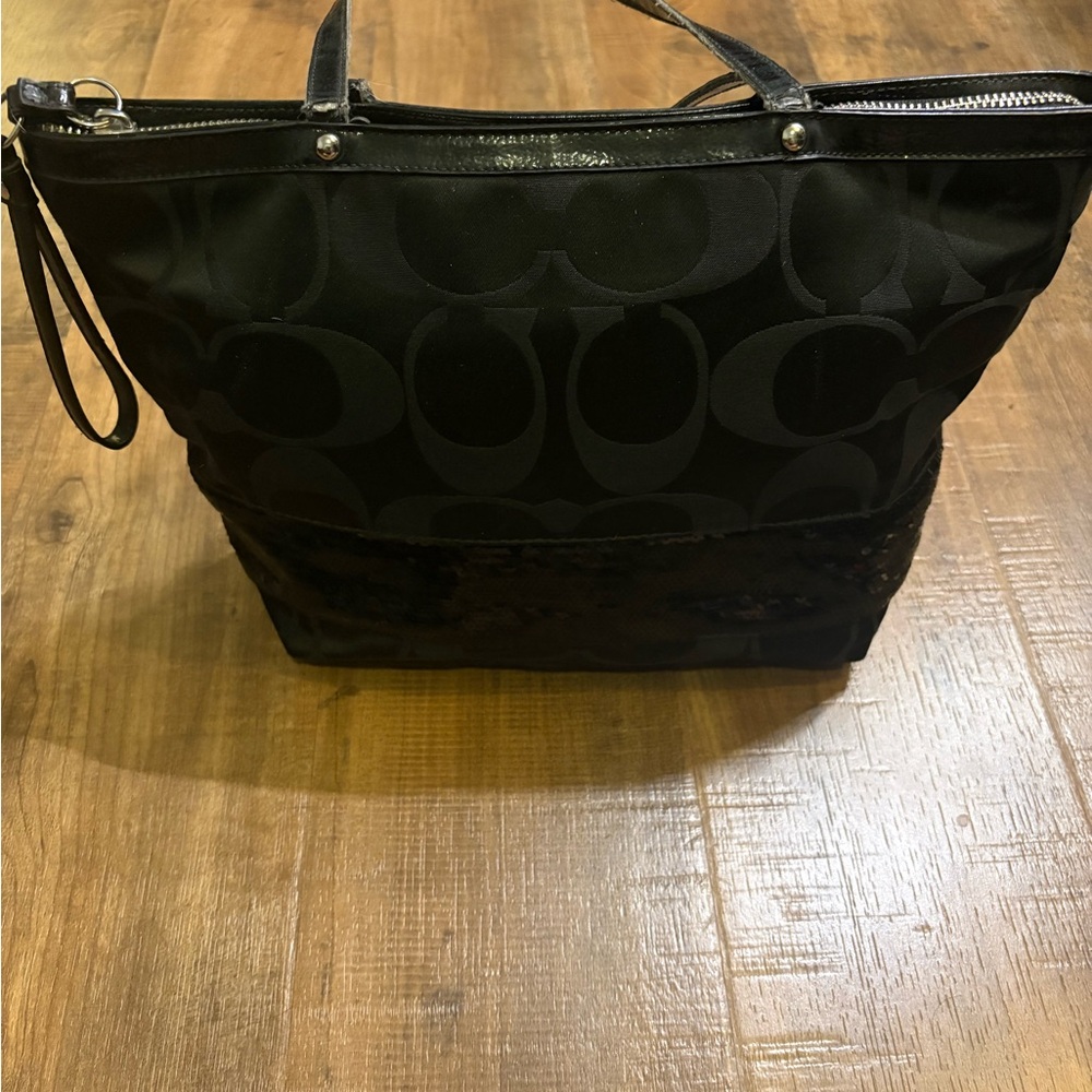 Coach Black Signature Jacquard Tote